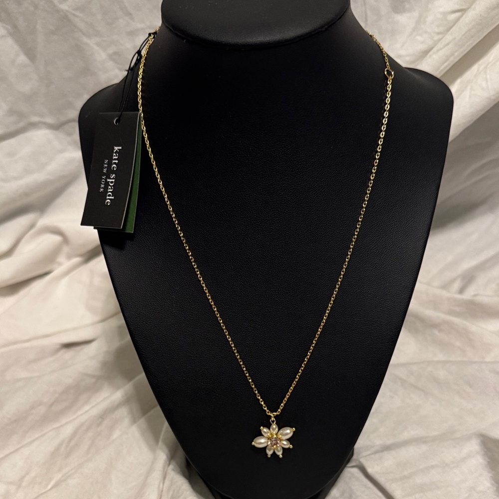 Kate Spade Gold and White Floral Necklace